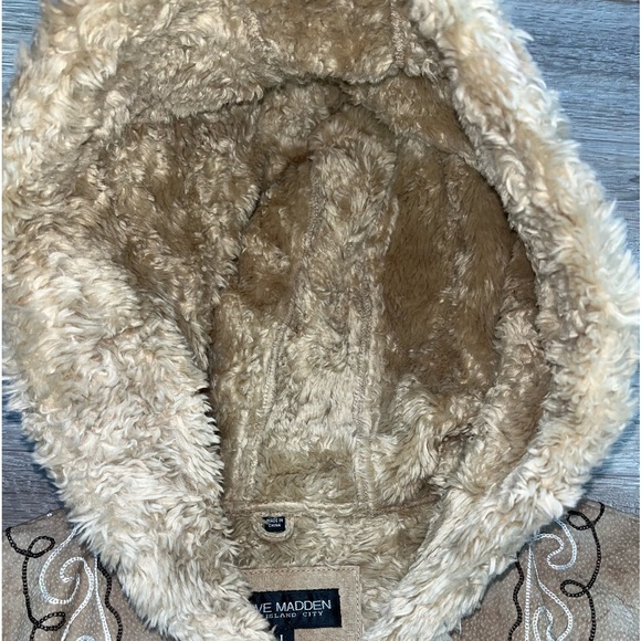 NWOT Penny Lane Shearling Hooded Leather Winter Coat Large - Picture 10 of 16